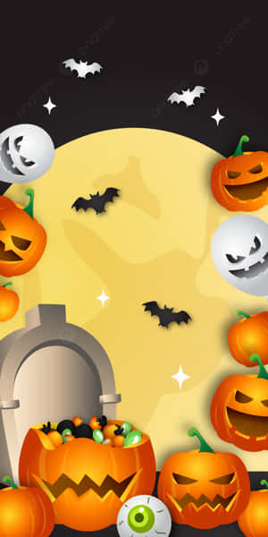 Girly Halloween Pumpkins And Moon Wallpaper