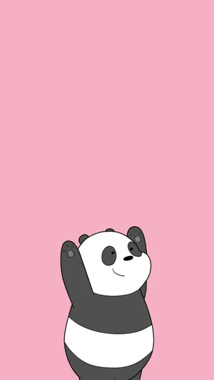 Girly Panda Hands Up Wallpaper