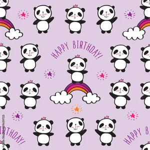 Girly Panda Happy Birthday Wallpaper