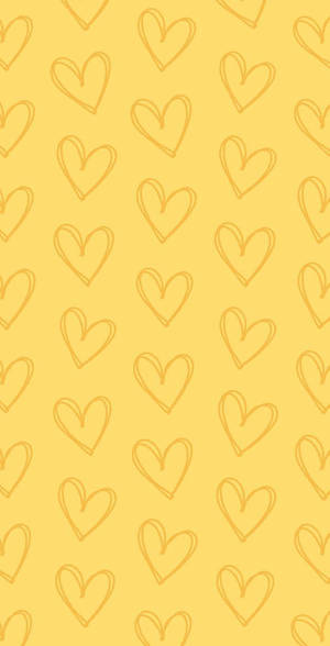 Girly Phone Yellow Hearts Wallpaper