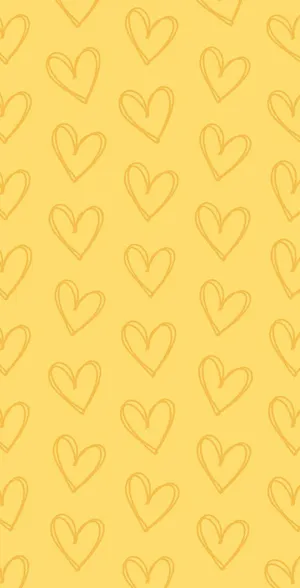 Girly Phone Yellow Hearts Wallpaper