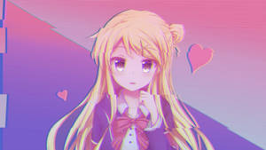 Girly Pink Aesthetic Anime Schoolgirl Wallpaper