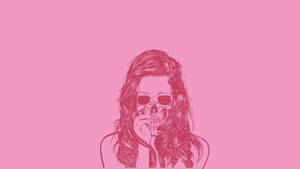 Girly Pink Aesthetic Skull Mask Wallpaper