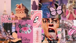 Girly Pink Designer Aesthetic Montage Wallpaper