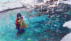 Giyuu Tomioka On A Frozen Lake Wallpaper