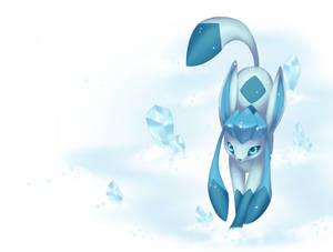 Glaceon Stretching On Snow Wallpaper
