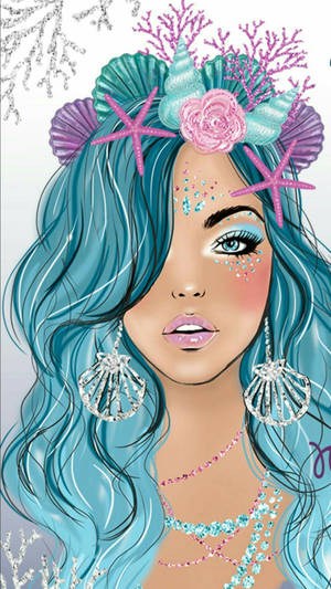 Glam Mermaid Portrait Wallpaper