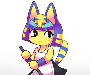 Glancing While Paddling Ankha Animal Crossing Wallpaper