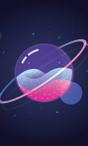 Glass Planet Saturn Space Phone Wallpaper