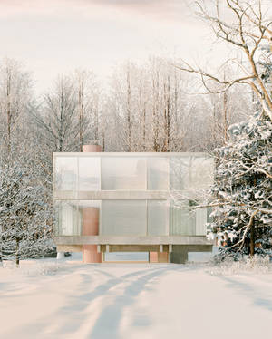 Glass Winter House Wallpaper