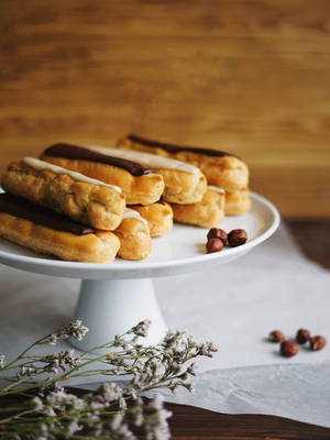 Glazed Eclairs Pastry Wallpaper