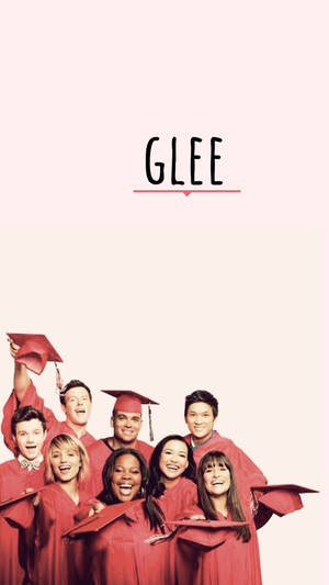 Glee Cast Members Celebrating Graduation In Season Three Wallpaper