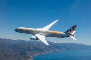 Gliding Etihad Airways Plane Wallpaper