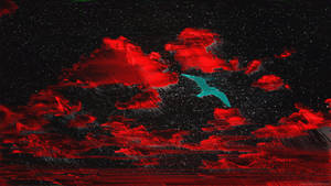 Glitch Red Clouds Artwork Wallpaper