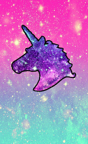 Glitter And Unicorns Purple Wallpaper