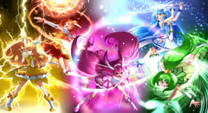 Glitter Force Showing Powers Wallpaper