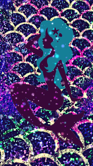 Glitter Neon Mermaid Wallpaper
