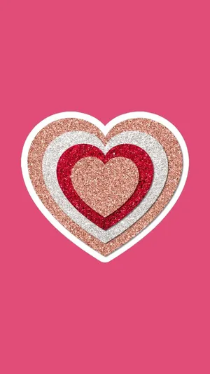 Glittery Heart Layers Pink Background Wallpaper