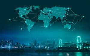 Global Network Over Cityscape Wallpaper