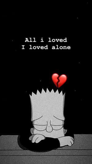 Gloomy Bart Simpson Holding A Black Heart - Perfect For Iphone Backgrounds Wallpaper