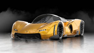 Glossy Yellow 3d Car With Smoke Wallpaper