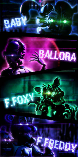 Glow Collage Fnaf Funtime Characters Wallpaper
