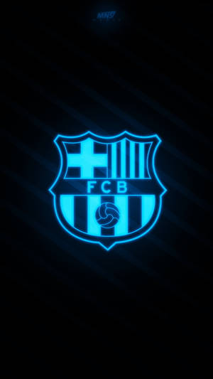 Glowing Blue Barcelona Fc Logo Wallpaper