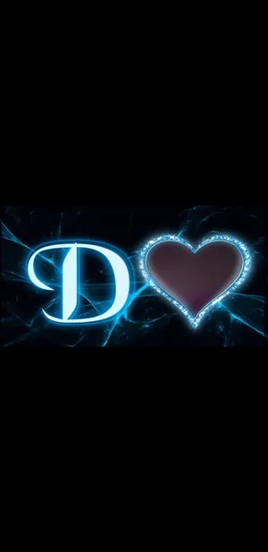 Glowing Blue Love D Wallpaper