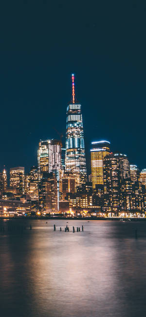 Glowing City Of New York Iphone Wallpaper