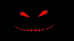 Glowing Cool Red Stitched Smile Wallpaper