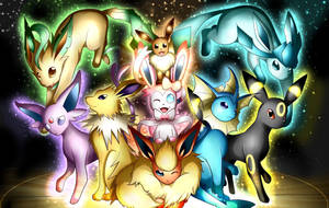 Glowing Cute Eeveelutions Compilation Wallpaper