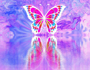 Glowing Cute Pink Butterfly Background Wallpaper