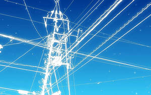 Glowing Electric Current Power Lines Wallpaper