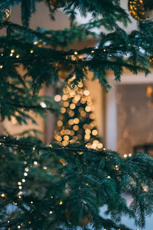 Glowing Gold Christmas Decoration Wallpaper