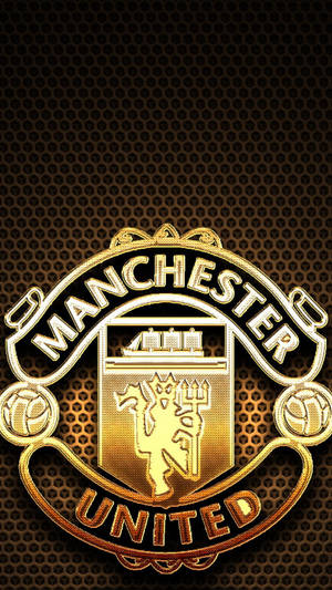 Glowing Gold Emblem Of Manchester United Mobile Wallpaper