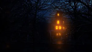 Glowing Haunted House Wallpaper