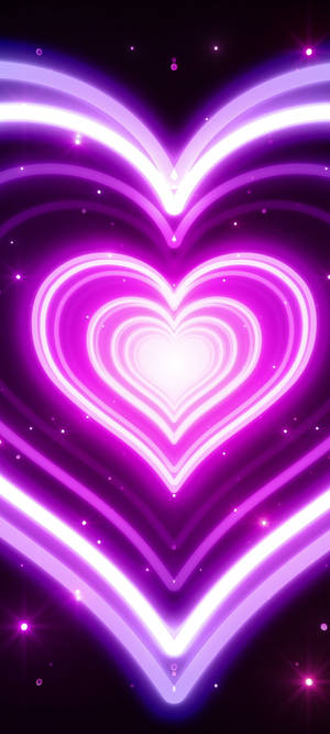 Glowing Hearts Neon Purple Iphone Wallpaper