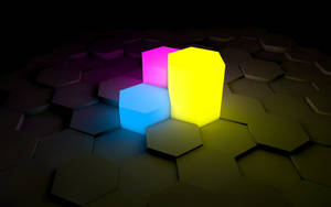 Glowing Hexagon Prisms Wallpaper