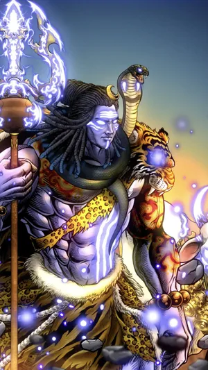 Glowing Mahakal Angry Wallpaper