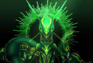 Glowing Neon Green Rayquaza Wallpaper