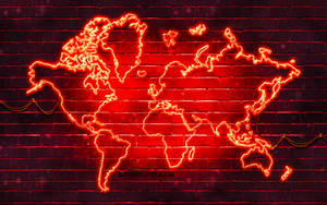 Glowing World Red Topographic Map Wallpaper