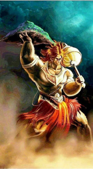 God Hanuman Carrying The Medicine Mountain Wallpaper