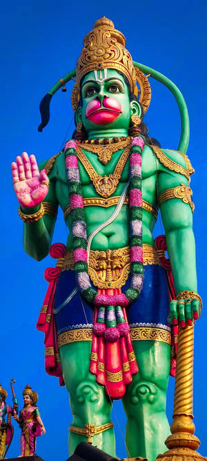 God Hanuman Gigantic Green Statue Wallpaper