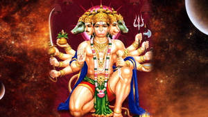 God Hanuman With Other Hindu Gods Wallpaper