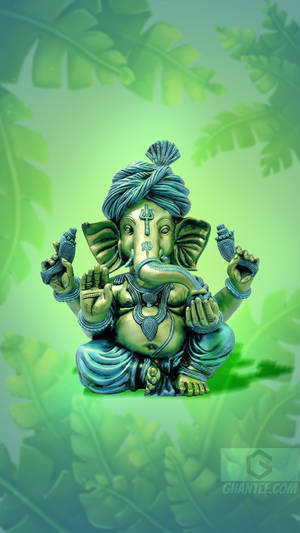 God Mobile Ganesh Green Theme Wallpaper