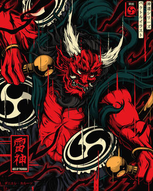 God Of Thunder Japanese Art Wallpaper