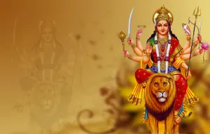Goddess Durga On Lion Wallpaper