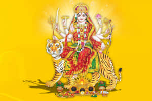 Goddess Durga On Tiger Wallpaper
