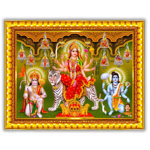 Goddess_ Durga_with_ Hanuman_and_ Bhima Wallpaper