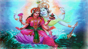 Goddess Lakshmi And Soul Of Vishnu Hd Wallpaper